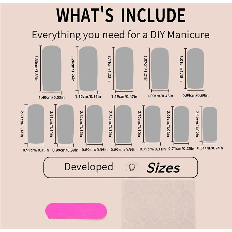 24 PCS Red And White Heart Nail Art, Long Length Long Water Pipe Fake Nails,Square Head Nail Tips False Nail